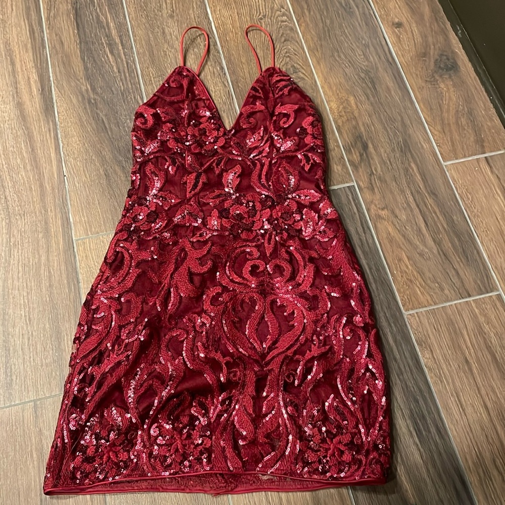 Tobi red sparkle dress